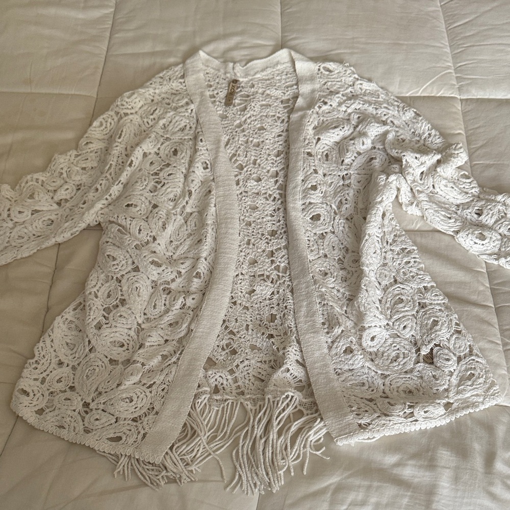 XCVI White Lace Women Sweater